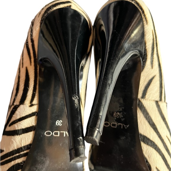 ALDO ZEBRA Black & White Calf Hair Peep Toe Platform Pumps - Picture 5 of 5